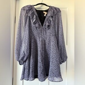 NWT Anthropologie Hutch Long Sleeve Deep V Ruffle Romper in Purple Floral, XS